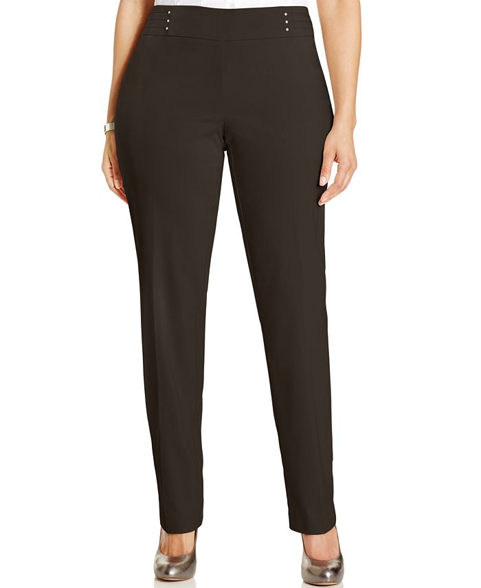 JM Collection Plus & Petite Plus Size Tummy Control SlimLeg Pants