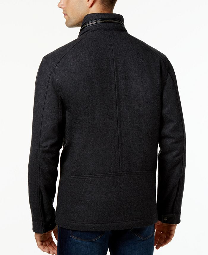 Cole Haan - Faux-Leather-Trim Hooded Coat