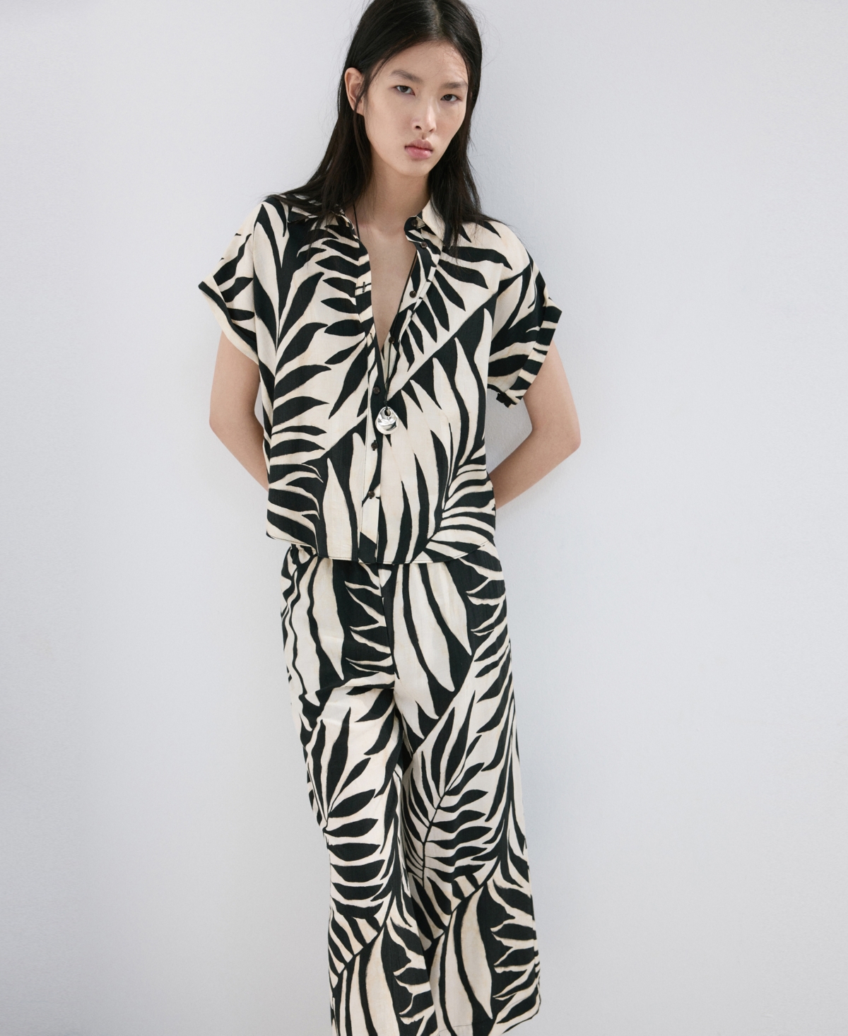 Mango Women's Tropical Print Pants