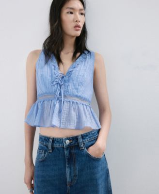 Women's Contrasting Trim Lyocell Top