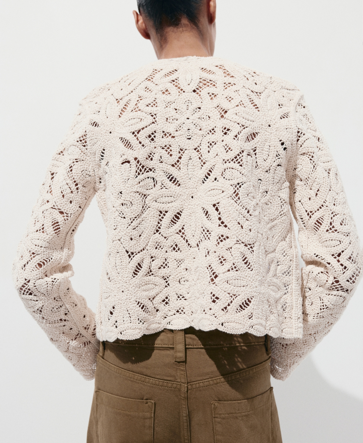 Mango Women's Lace Details Knitted Jacket