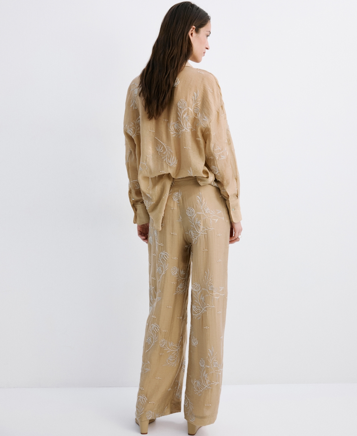 Mango Women's Embroidered Lyocell Pants