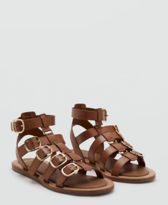 Women's Straps And Buckles Leather Sandals