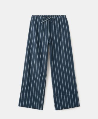 Women's Turn-Up Hem Striped Pants