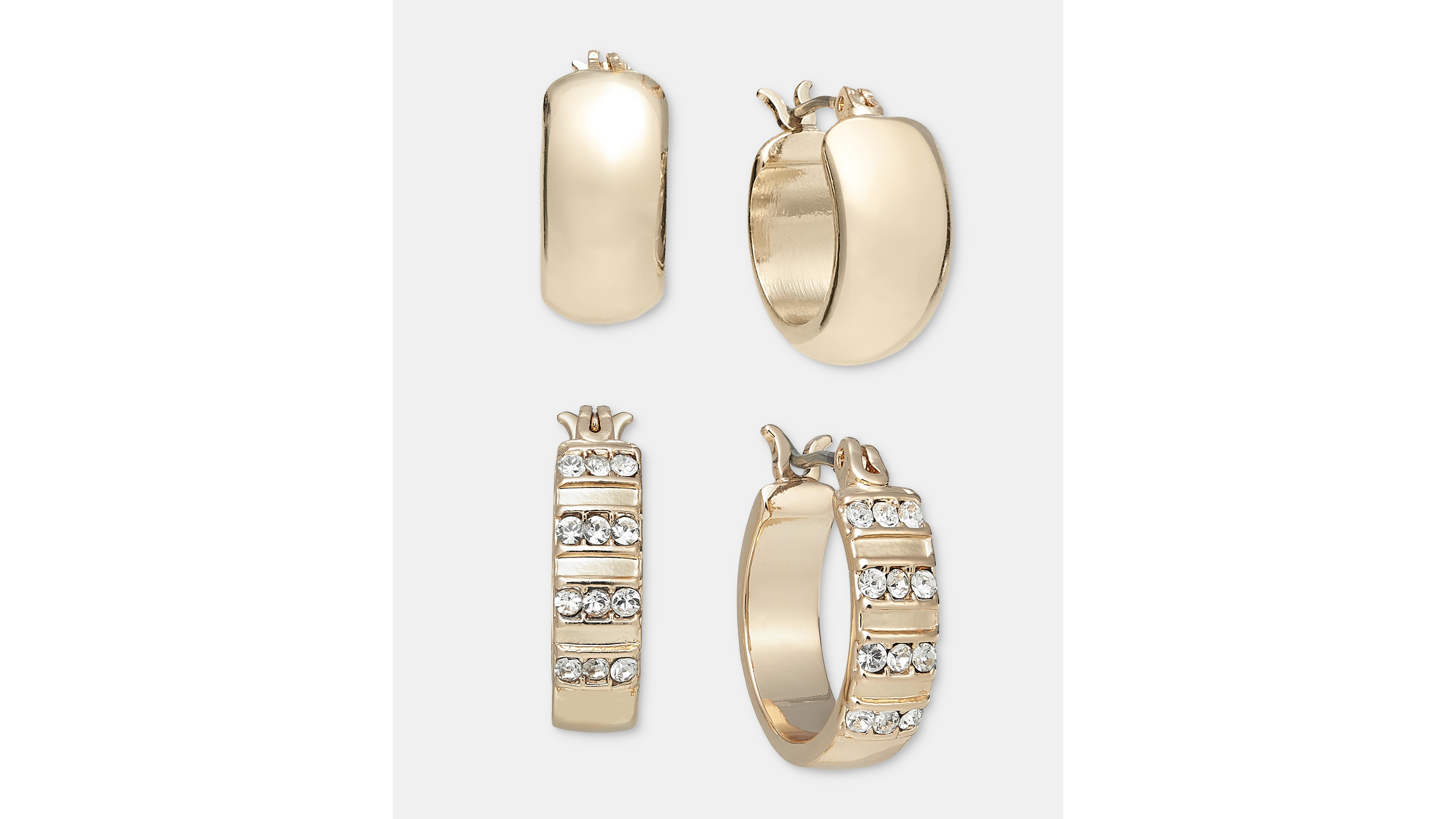 On 34th Smooth & Pave Hoop Earrings, 2-Piece Set, Macy's Exclusive