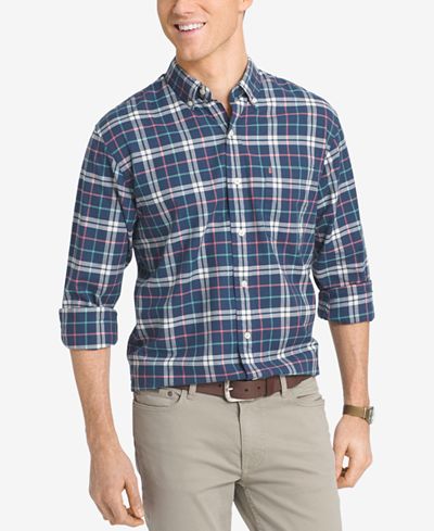 IZOD Men's Big and Tall Plaid Long-Sleeve Shirt