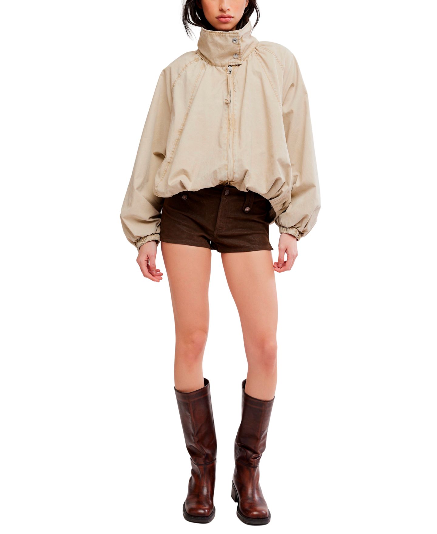 Женские шорты Free People Low-Rise Micro, цвет: Коричневый — фото 2