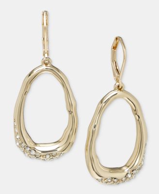 Glass Crystal Oval Drop Earrings