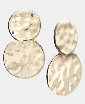 Sculptural Disc Clip-On Double Drop Earrings