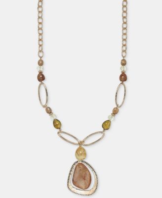 Multi-Jewel and Link Pendant Necklace, 30" + 3" extender