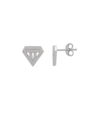 Sterling Silver Diamond Stud Earring