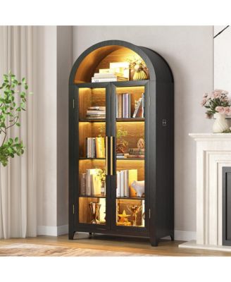 71 Inch Arched Tall Cabinet with LED lights