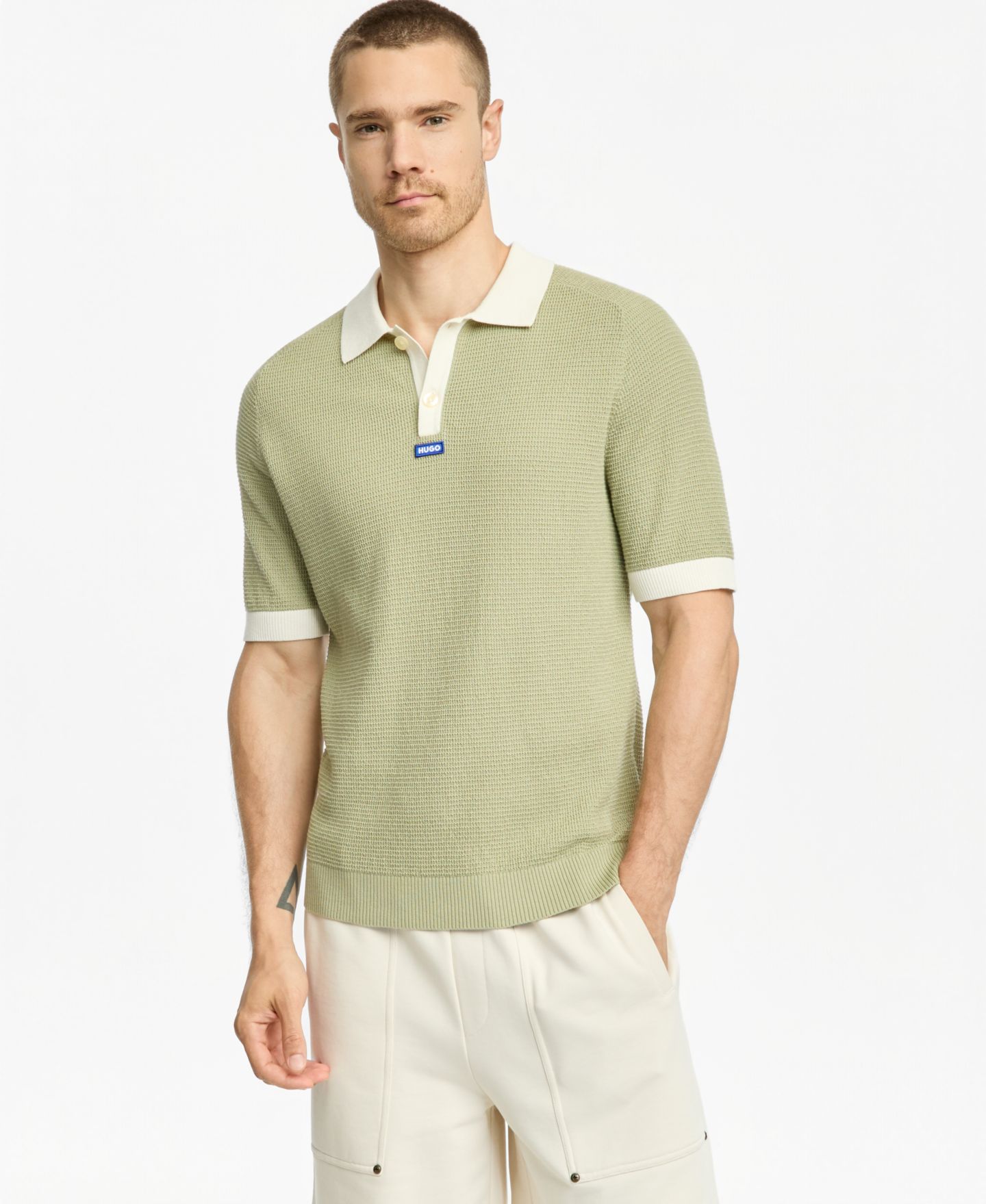 Мужское поло Hugo Boss Siablo Polo Shirt, цвет: Бежевый — фото 7