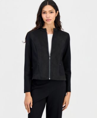 Petites Scuba Zip-Front Moto Jacket