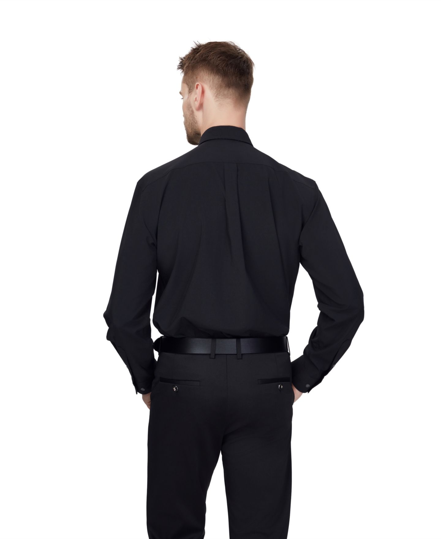 Мужская рубашка Club Room Regular-Fit Long-Sleeve Dress Shirt, цвет: Глубокий чёрный — фото 4