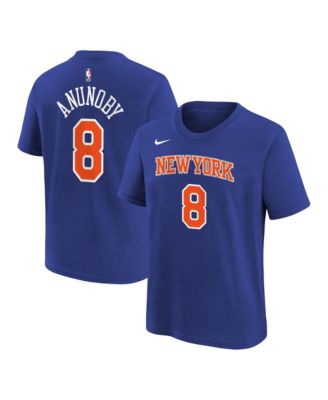Big Boys and Girls OG Anunoby Blue New York Knicks Icon Name & Number T-Shirt