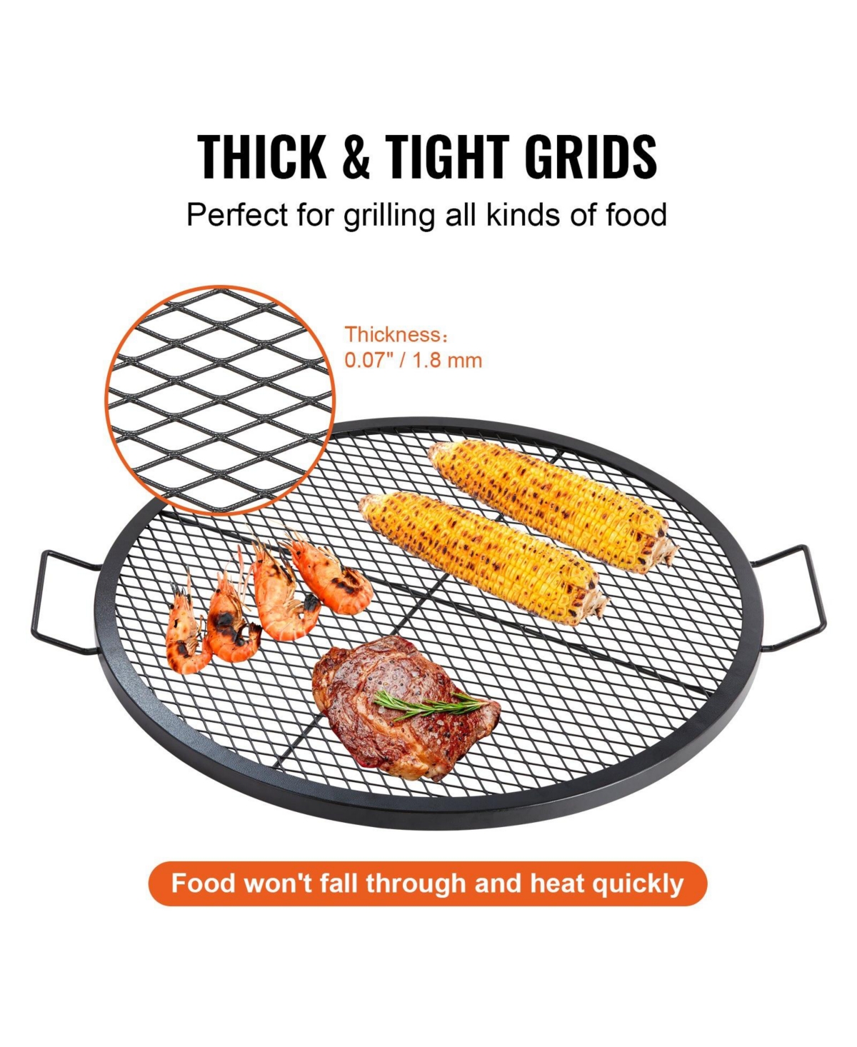 Cozito X-Marks Fire Pit Grill Grate, 30 inches Round Q235 Steel Cooking Grid with Handle