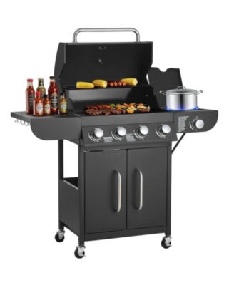 Gas Grill, 4-Burner Propane Grill with Side Burner