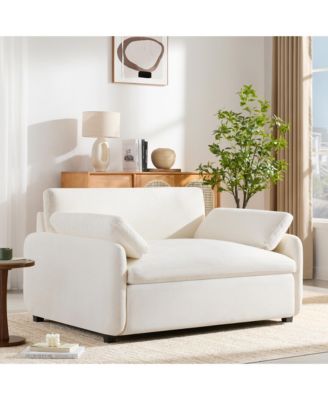 Oversized Chenille Single Sofa Chair, 5043" Wide and Deep Seat Accent Chair with Pillows, Comfy Armchair for Living Room, Apartment