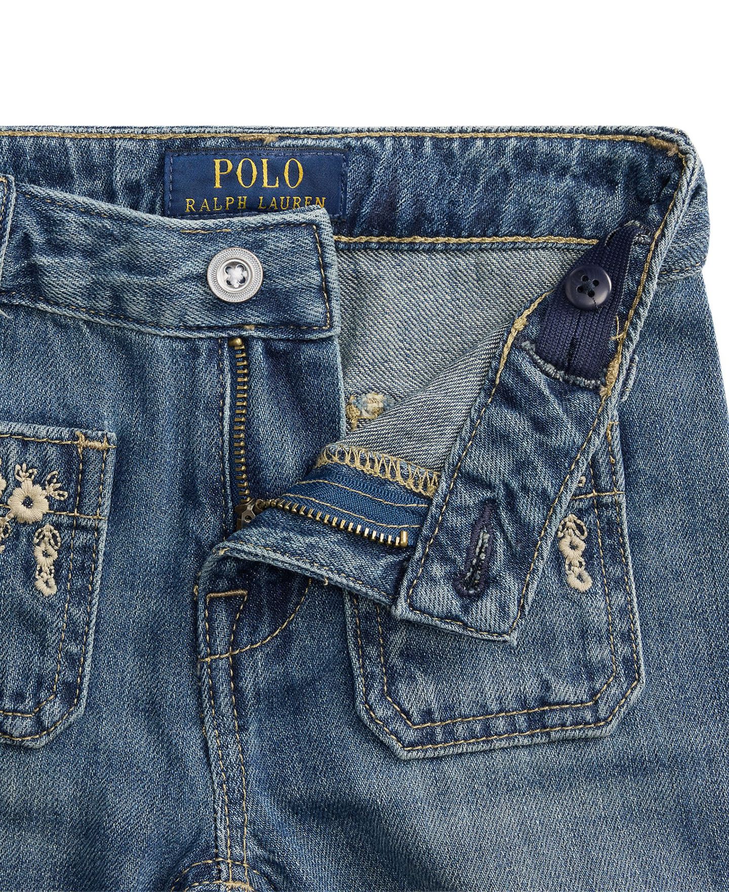 Джинсы Polo Ralph Lauren Embroidered Flared Cotton Denim Jeans для девочек, цвет: Варёный — фото 6