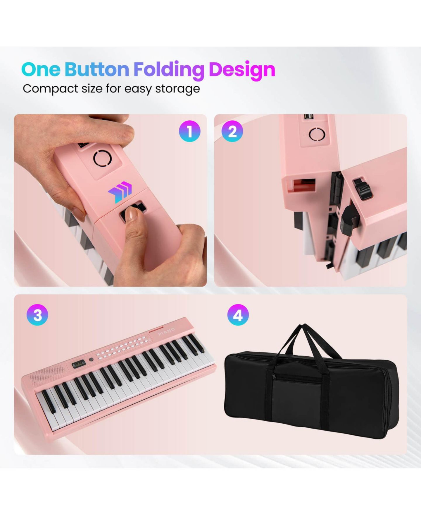Детская игрушка Costway 88 Key Folding Piano Keyboard with Wireless MIDI Dual Speakers 1000 — фото 11