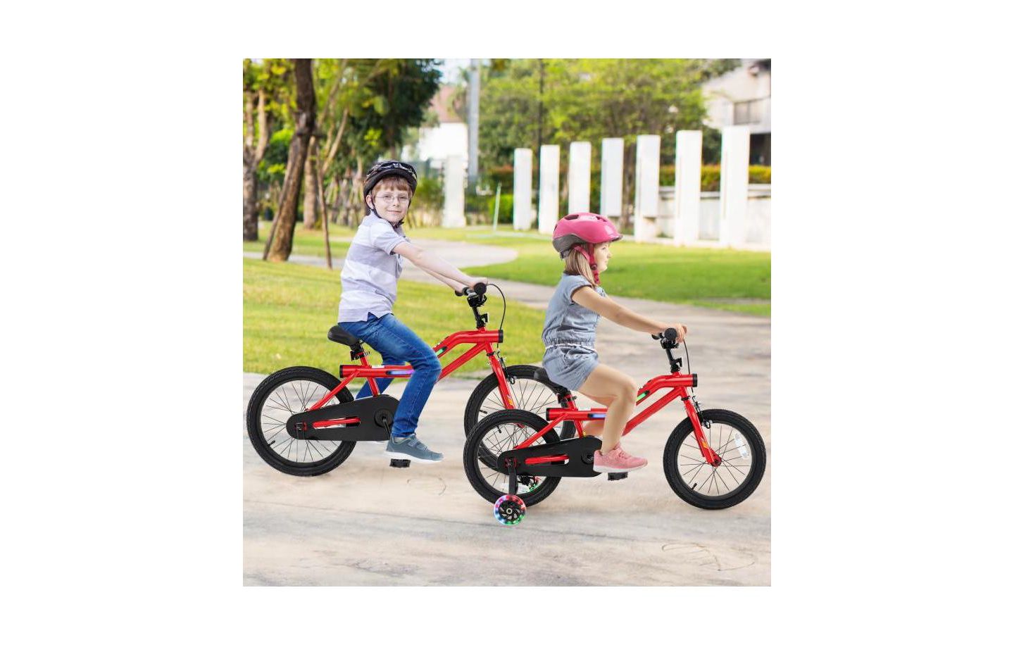 Детская игрушка HONGGE 16 Inches Kids' Bike with LED Lights, Training Wheels & Adjustable Seat, Ages 4-7, цвет: Красный — фото 3