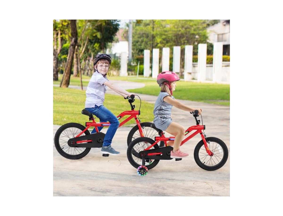 Hongge 16 Inches Kids Bike with Led Lights, Adjustable Carbon Steel Bicycle-4-7 Years