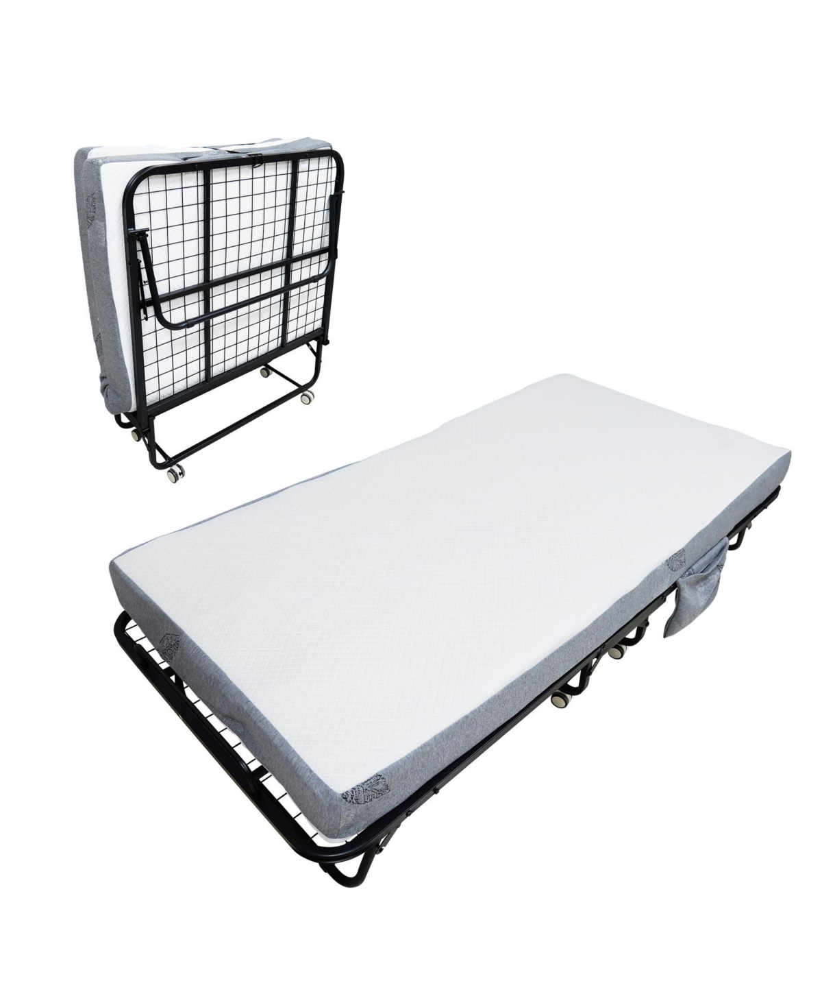 homfan Folding Bed with 5 in Memory Foam Mattress, Rollaway Guest Bed on Wheels