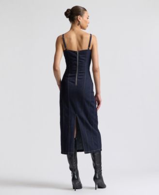 denim seamed midi dress THE DENIM SEAMED MIDI DRESS. From GapStudio Collection 01. Sculpted lines.  Seams shaping the body. Directing the eye. Molding denim into a new form.  Designed by @zacposen Worn by @anokyai Shot by @
