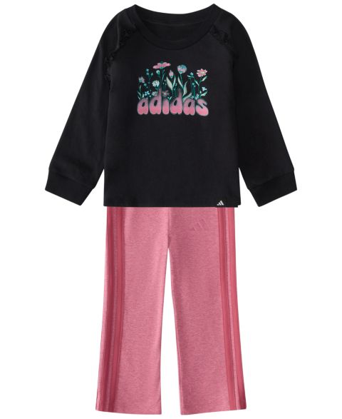 Комплект adidas Long-Sleeve Top and Pants, 2-Piece Set для девочек-малышей, цвет: Чёрный