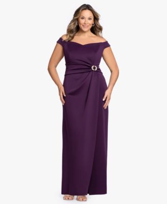 Plus Size Asymmetrical Off-The-Shoulder Gown Dress