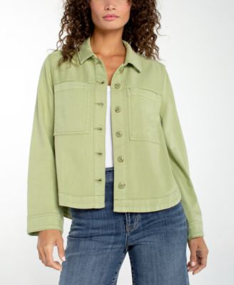 Petite Collared High-Low Denim Shacket