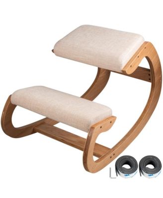 Ergonomic Kneeling Chair with Birch Wood Frame, Rocking Base for Home and Office