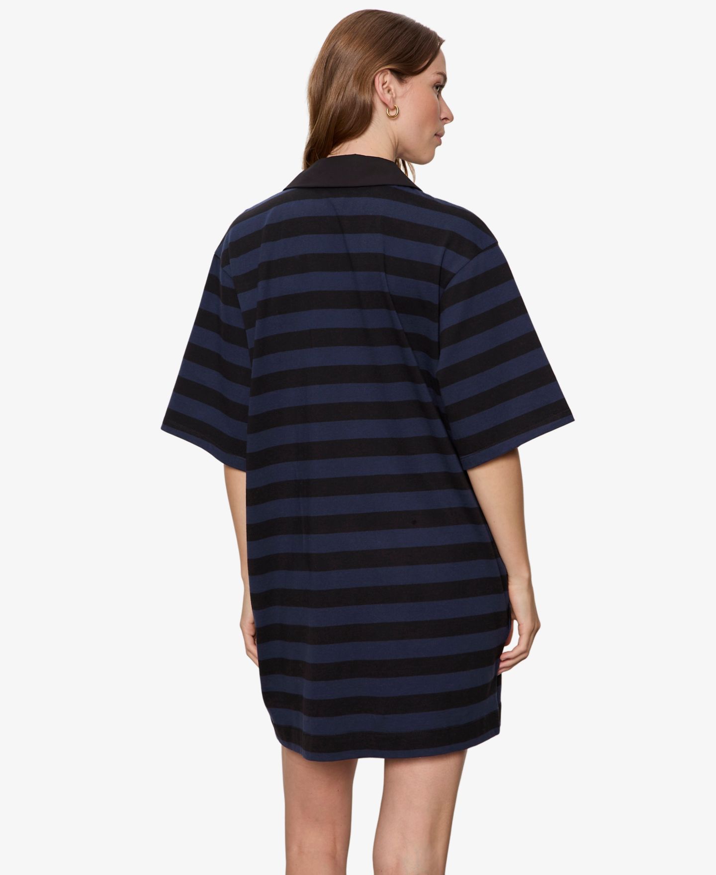 Женское платье Sanctuary Striped Oversized Spread Collar T-Shirt-Dress, цвет: Чёрный / Тёмно-синий — фото 6