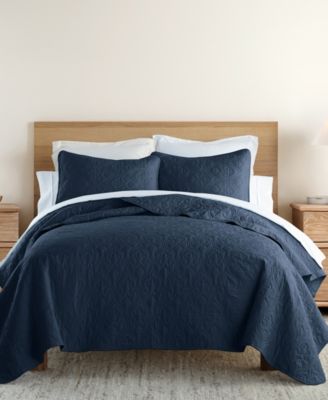 Ultra Soft Damask Pattern Lightweight Quilted Coverlet Set, Queen