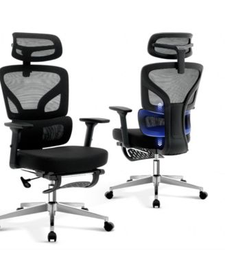 Ergonomic Mesh Office Chair with 3D Adjustable Headrest Armrest and Retractable Footrest
