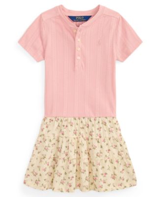 Girls' 2T-6X Floral-Skirt Pointelle-Knit Cotton Dress