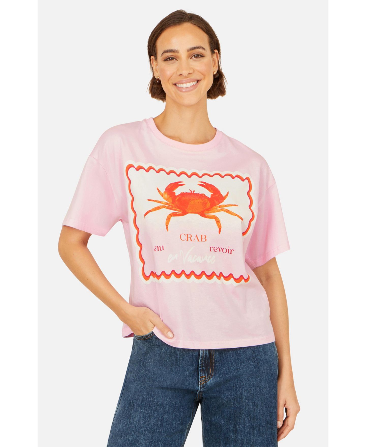 Женская футболка Yumi Crab Vacation Print, цвет: Розовый — фото 4