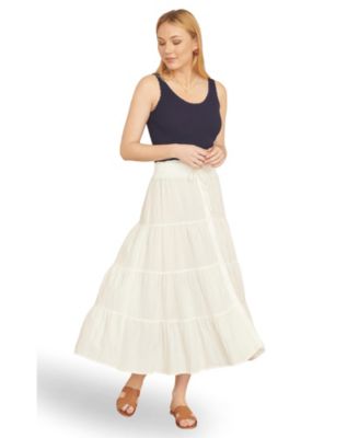 Women's Smocked Waist Tired Maxi Skirt