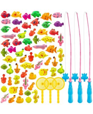 Fishing Game Bathtub Plastic Floating Fish Pole Rod Net Bath Toy Kids
