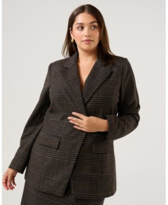 Women's Noel Check One-Button Blazer Jacket