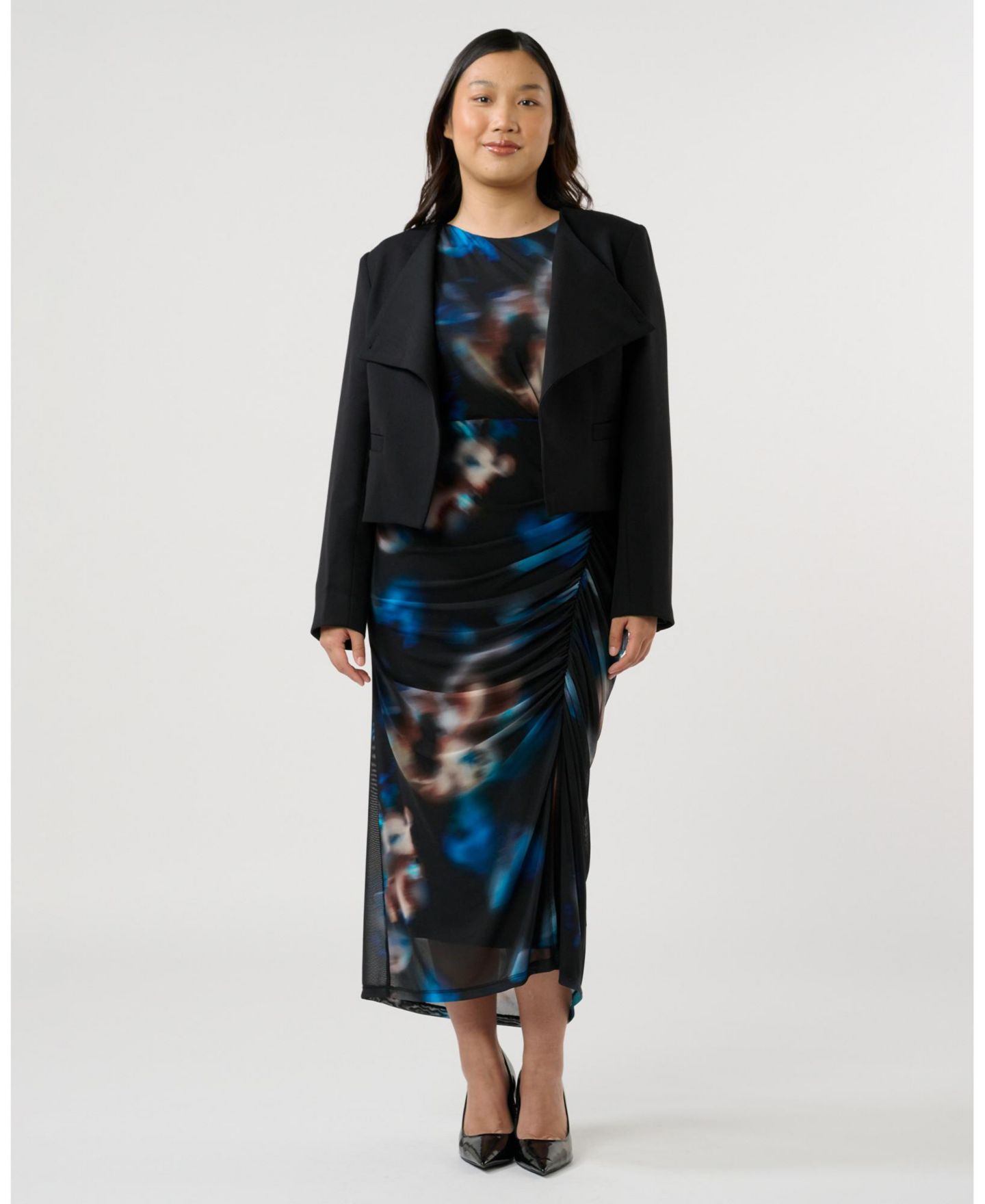 Женская куртка ESTELLE Plus size Eboni Cropped Assymetric Tailored, цвет: Чёрный — фото 5