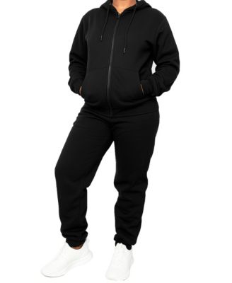 Women's Loose Fit Full-Zip Hoodie and Jogger Sweatpants Matching, 2-Piece Set