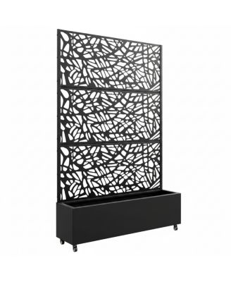 70.87" Leaf Pattern Privacy Screen with Planter Box