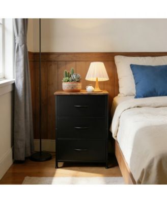 Slim 3-Drawer Dresser with Removable Fabric Bins, Modern Wood Grain Storage Chest for Bedroom, Closet, Entryway