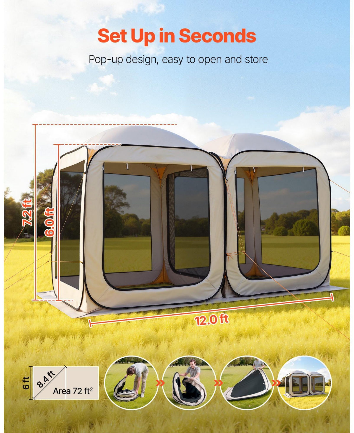 Cozito Screen House Tent, Pop Up Canopy with Carry Bag