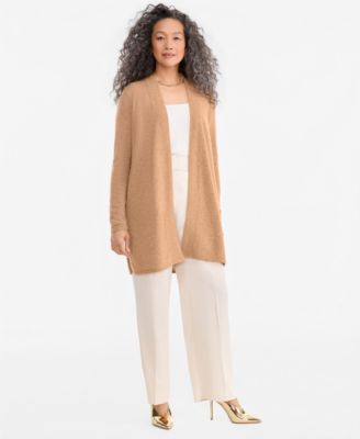 Women's 100% Cashmere Split-Hem Long Cardigan