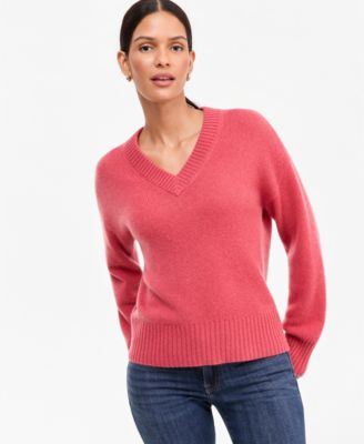 Women's 100% Cashmere V-Neck Relaxed Sweater