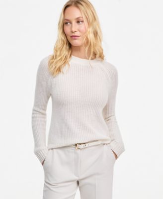 Women's 100% Cashmere Shaker Stitch Crewneck Sweater