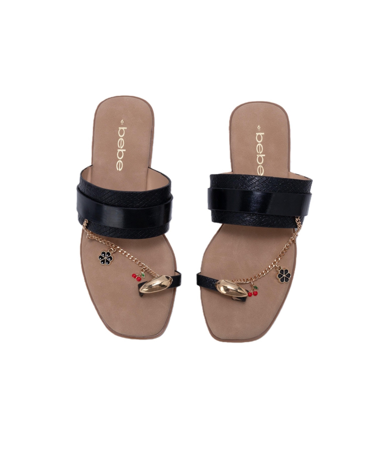 bebe Women s Thong Sandals with Charm Chain Detail Flat Slip-On Summer